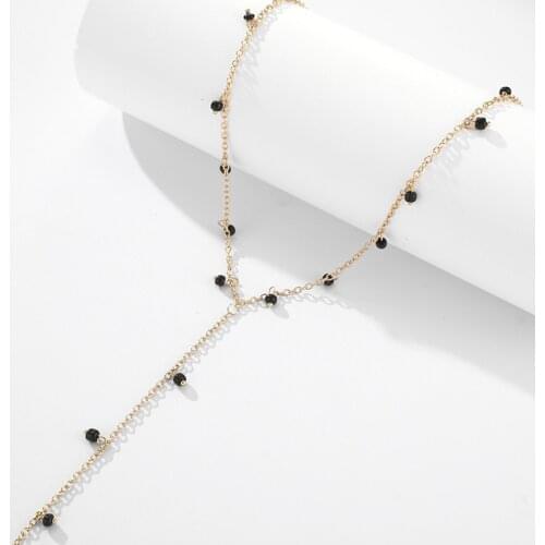 COWBREAD Elegant Necklace for Women Beads Lady Long necklace Black Womens Neck Jewelry