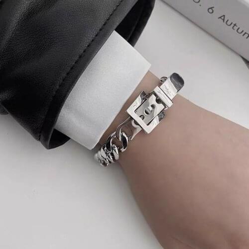 Europe Simple Personality Hiphop Thick Chain Strap Buckle Bracelet Cool Wind Niche Design Sense Jewelry