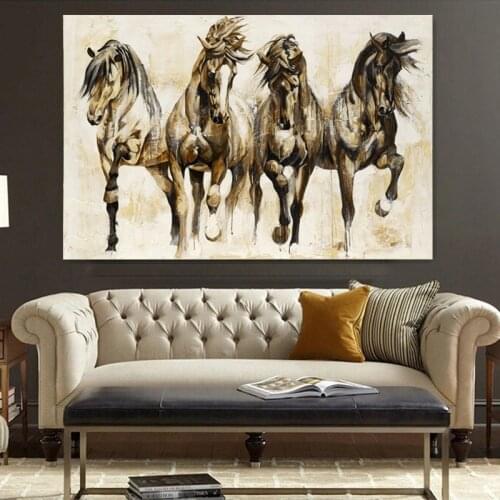 Retro Brown Horse Dance Canvas Art Animal Wall Art Poster Pictures For Living Room Home Decor Wall Canvas Print Painting