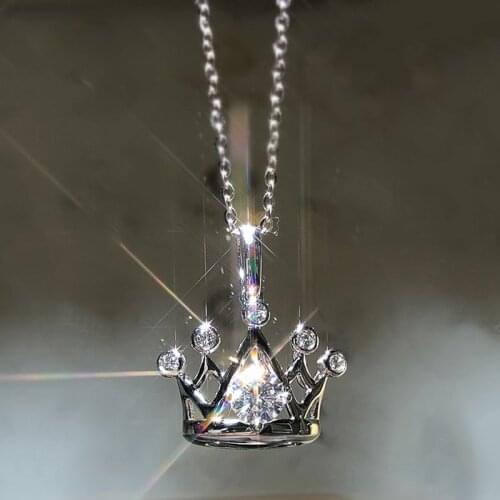 Huitan Princess Crown Necklace for Girl Inlay Dazzling Cubic Zirconia Delicate Party Accessories Fashion Versatile Women Jewelry