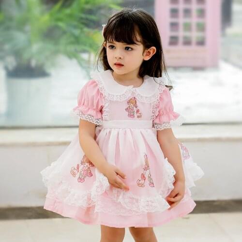 Spanish Baby Dress Girl Lolita Princess Dresses Children Cartoon Embroidery Clothes Infant Birthday Lace Ball Gown Girls Vestido