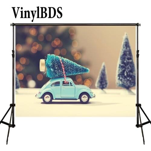 VinylBDS Photography Backdrop Christmas Blue Car Christmas Tree Fond De Studio De Spot Dream Backdrop For Photo Shoot