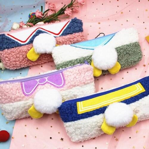 Korean School Pencil Case Cute Plush Penal for Girls Boys Pencilcase Zipper Makeup Stationery School Supplies