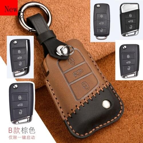 Leather Car Smart Key Case Coverfor Volkswagen Magotan B8 Passat Tiguan L tayron Sagitar Lavida Bora Lamando Car Accessories