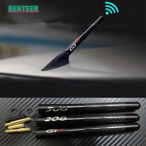 Carbon Fiber car Vehicle Aerials Car Radio Antenna sticker for Peugeot 208 308