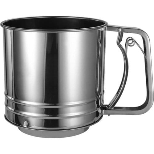 Stainless Steel Flour Sifter With Hand Press Double Layers Sieve Baking Sieve Cup Sifter For Baking Flour Sifter Sieve