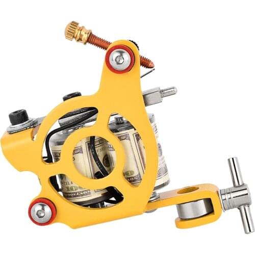 New Alloy Coil Tattoo Machine 10 Wraps For Body Art Design Yellow / Blue