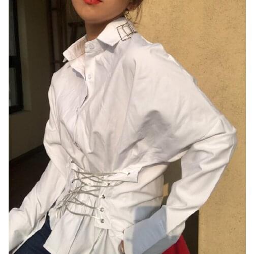 2017 solid color cotton shirt women shirts 18080