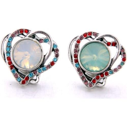 Wholesale New Snap Jewelry 18mm Rhinestone Heart Snap Buttons Vintage Snaps Jewelry Fit 18mm/20mm Snap Bracelet for Women