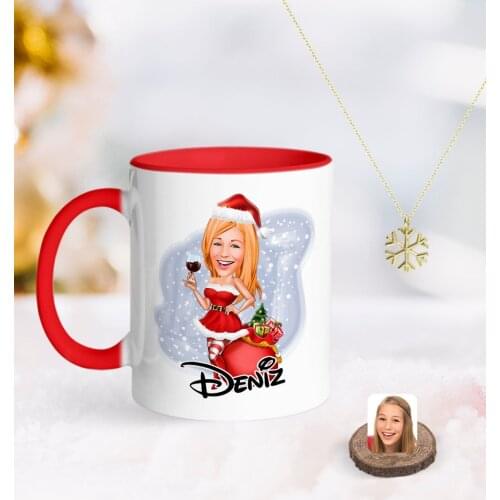 Personalized Women 'S New Year Caricature Of Red mug And Snow Them Kolye-1
