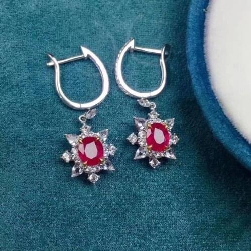 Natural red ruby gemstone dangling earrings for beauty jewelry fine ornament dangling earring natural gem girl new year gift