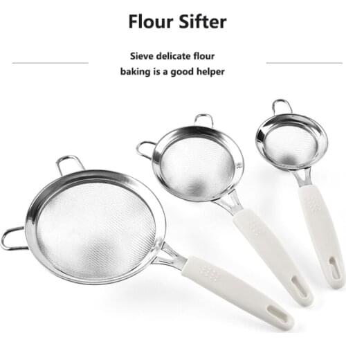 Stainless Steel Flour Sieve With Handle Double-Layer Strainer Screen Flour Sifter Baking Tool Kitchen Colander Tools Accessories