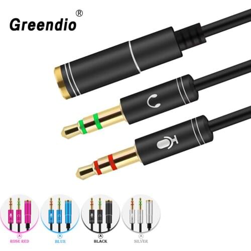 Greendio Splitter Headphone for Computer 3.5mm Female to 2 Male 3.5mm Mic Audio Y Splitter Cable Headset to PC Adapter