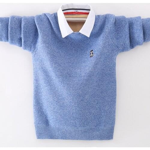 Boys Sweater Winter Teenage Boy Pullover Outerwear Turn Collar Children Sweater Kids Sweater Boys Knitwear Tops