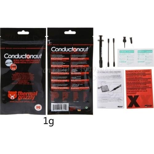 1g Thermal Grizzly Conductonaut Graphics card CPU GPU Cooling liquid metal Thermal Compound Cooler fan Thermal Grease 73 W/mk