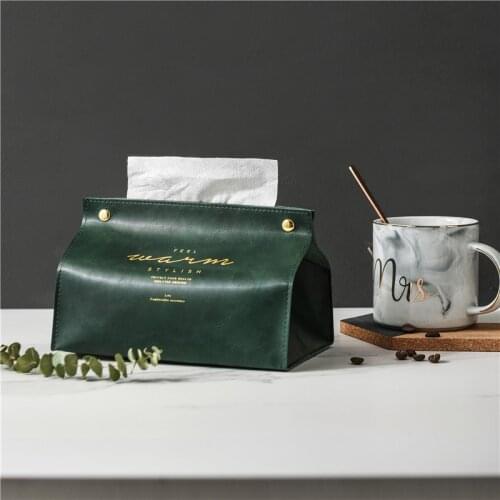Tissue Boxes Cover Paper Napkin Holder Case PU Leather Hotel Car Rectangle Container Home Office Decorative Supplies