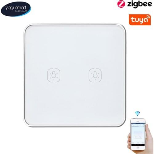 Yagusmart Tuya ZigBee Smart Light Switch with Touch Panel No Neutral Required APP Remote Control Alexa Google Home 1 2 3 Gangs