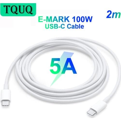 TQUQ USB-C Cable 2m 5A E-MARK PD100W for PD 25W 45W 65W 87W 96W for S10 S20 Note10/20 PPS 45W Power Adapter Type-c Laptops