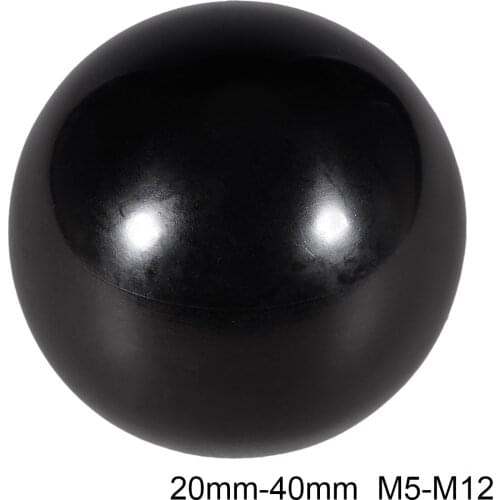 Uxcell 30Pcs Thermoset Ball Knob M5/M6/M8/M10/M12 Female Thread Machine Handle 20/25/30/32/35/40mm Diameter Smooth Rim Black