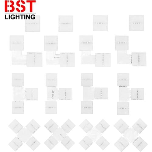WS2811 WS2812B 10mm Width Solderless LED Connector 2/3/4/5PIN T/L/X Shape Corner Connector For 3528 5050 RGB Led Strip Light