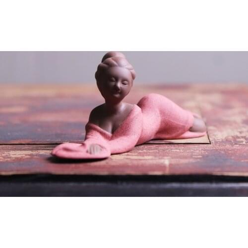 Yixing zisha tea pet beauty statue small size purple clay tea play holder for chopsticks pot maintaining brush holders on sales