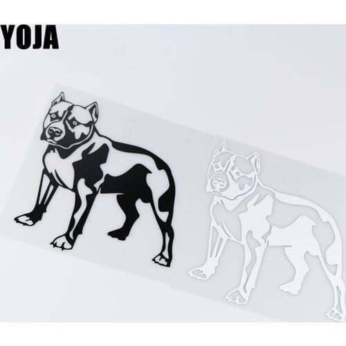 YOJA 15X16.6CM Pitbull On Board Cartoon Car Sticker Warning Window Decoration Decal ZT4-0218