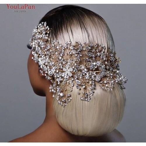 YouLaPan HP240 Luxury Alloy Flower Bridal Hair Tiara Rhinestone Headband Diadem Pageant Crown Wedding Hair Accessories Headwear