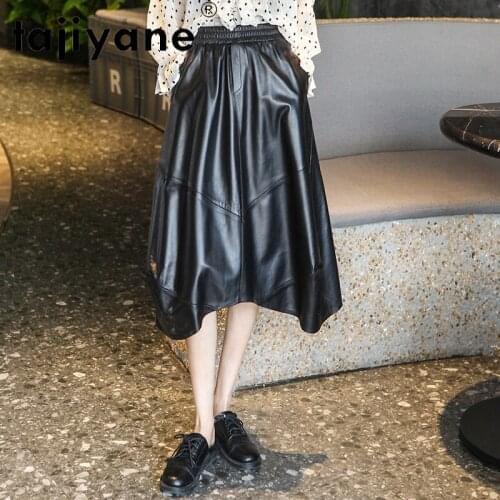 Midi Fashion Korean Skirts for Women Real Sheepskin Leather Skirt High Waist Skirt Plus Size 2021 Jupe Femme Pph4730
