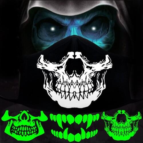 Woman Men Glow Dark Skull Scarey Masks Black Mouth Half Face Masquerade Cosplay Costume Mask DIY Halloween Party Decorations