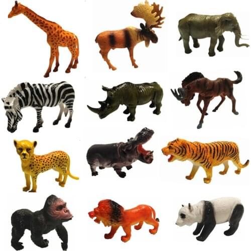 1pcs Simulation Wildlife Giraffe/Elephant/Zebra/Lion/Tiger Animal World