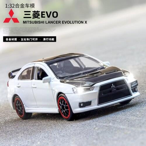 1:32 high simulation Mitsubishi EVO with sound and light to open the door toy Diecast alloy car model for children gifts