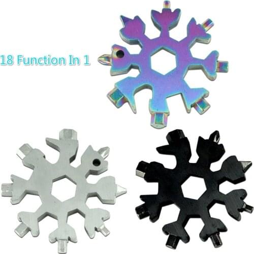 18 in 1 Multi Snowflake Pocket Tool Keyring Spanner Hex Wrench Bottle Opener Key Ring For Outdoor Cycling Survival Accessories