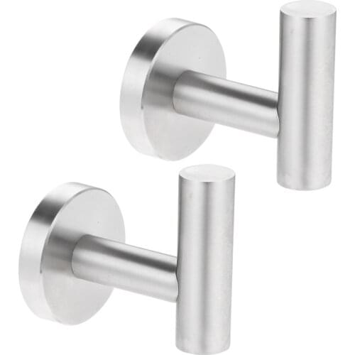 2pcs Bathroom Brushed Nickel Coat Hook 304 Stainless Steel Single Towel/Robe Clothes Hook for Bath Kitchen Hotel Wall Mounted