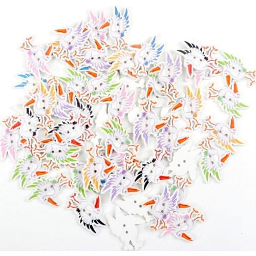 2020 new Wood Sewing Button Scrapbooking Bird Mixed At Random 2 Holes For Clothing DIY Crafts 26x34mm,30Pcs