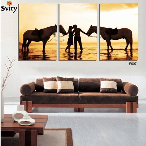 3 Piece Hot Sell lover Sunset Beach Stone Modern Home Wall Decor Canvas Picture Art HD Print Painting Unframed