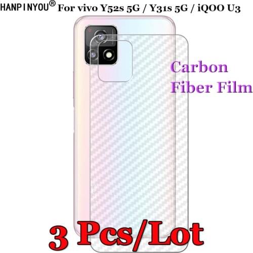 3 Pcs/Lot For vivo Y52s t1 / Y31s 5G / iQOO U3 3D Non-slip Clear Carbon Fiber Back Film Screen Protector Protective Sticker