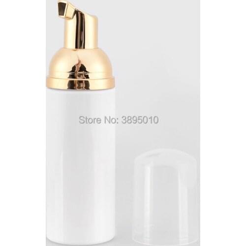 60ml Plastic Foamer Bottle Pump white liquid Soap Dispenser best cheapest Foam bottle with golden foamer F554