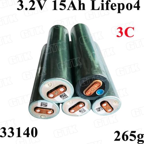 4pcs GTK 33140 3.2v 15Ah lifepo4 lithium batteries 3.2V Cells for diy 12v 24v e bike e-scooter power tools Battery pack