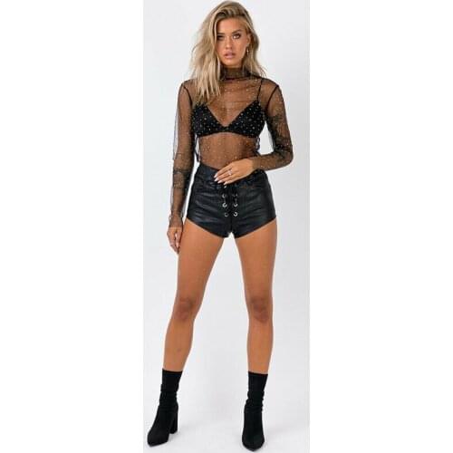 Summer black white women polka dot blouse fashion transparent see through long sleeve loose shirts top ladies blusa chemise