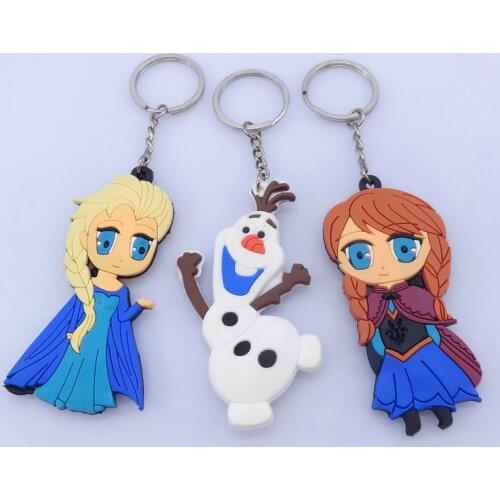 Disney Movie Frozen Key Chains Elsa Anna Olaf Figurines Doll Princess Snowman Key Ring Pendent Decoration Gift