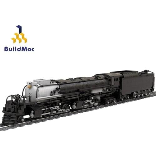 BuildMoc Technical Train Station Union Pacific 4014 Big Boy Building Blocks Technical MOC Mechanic Railway Model Bricks Toy Gift