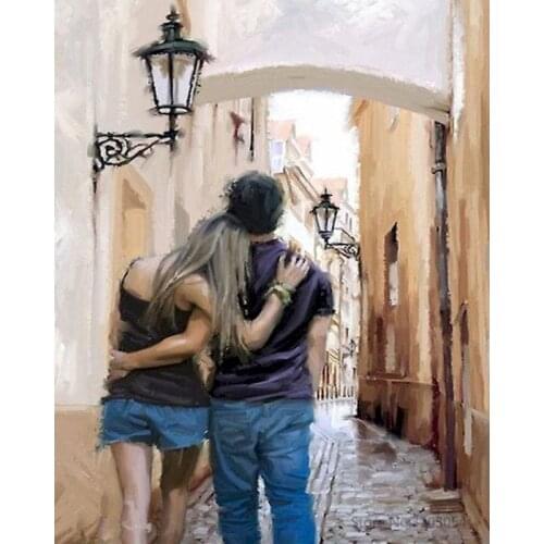 GATYZTORY Painting By Number Figure Frameless Couple Back View Paint By Numbers On Canvas DIY Number Painting Home Decor