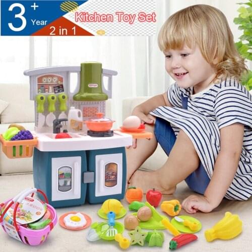 Children Pretend Role Play House Toy Cutting Fruit Plastic Vegetables Food Kitchen Cookware Utensils Kids Educational Toys