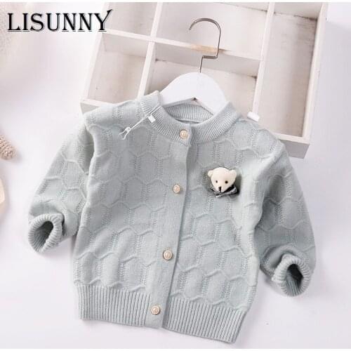 Girls Cardigan Sweaters 2021 spring Autumn Kid Knitted Sweater Toddler Coat Children Jacket Baby Clothes O-Neck Lolita Style 1-5