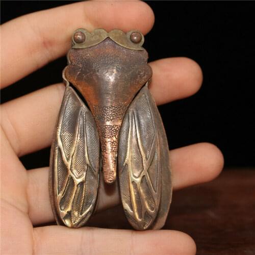 2.76" Chinese pure copper Handmade insect Cicada shape Ink cartridge ink box