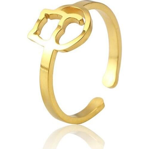 RIR Cute Handmade Pet Animal Kitten Ring Kitten Shape Adjustable Band Ring Crazy Cat Girl Gift Stainless Steel Pet Jewelry