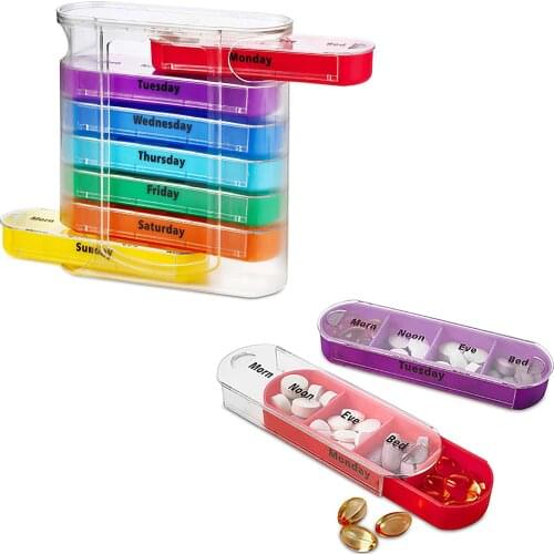 Portable Small Pill Box One Week Sealed Medicine Box 7-Layer Folding Small Pill Case Medicine Storage Tablet Container