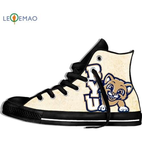 Custom Logo Image Printing Sneakers Shoes Brigham Young Cougars Canvas Breathable Walking Flat Zapatos De Mujer Outdoor
