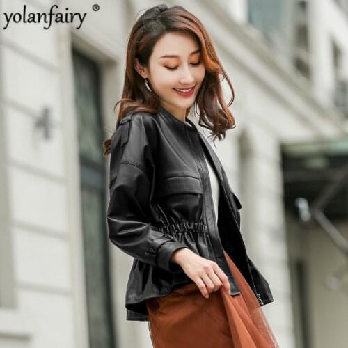 2020 Spring Autumn Women Genuine Leather Jacket Short Sheepskin Coat Female Korean Casual Chaqueta Mujer Z91761 KJ4314