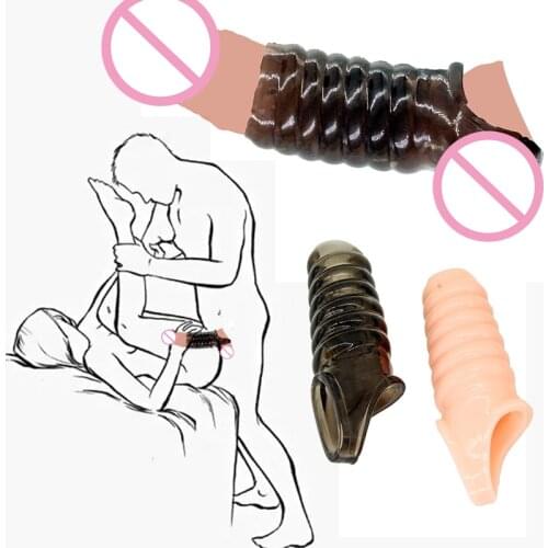 Reusable Silicone Penise Extender Condoms Delay Ejaculation Cock Ring Adult Sex Toy For Men Couples Dick Erection Intimate Goods